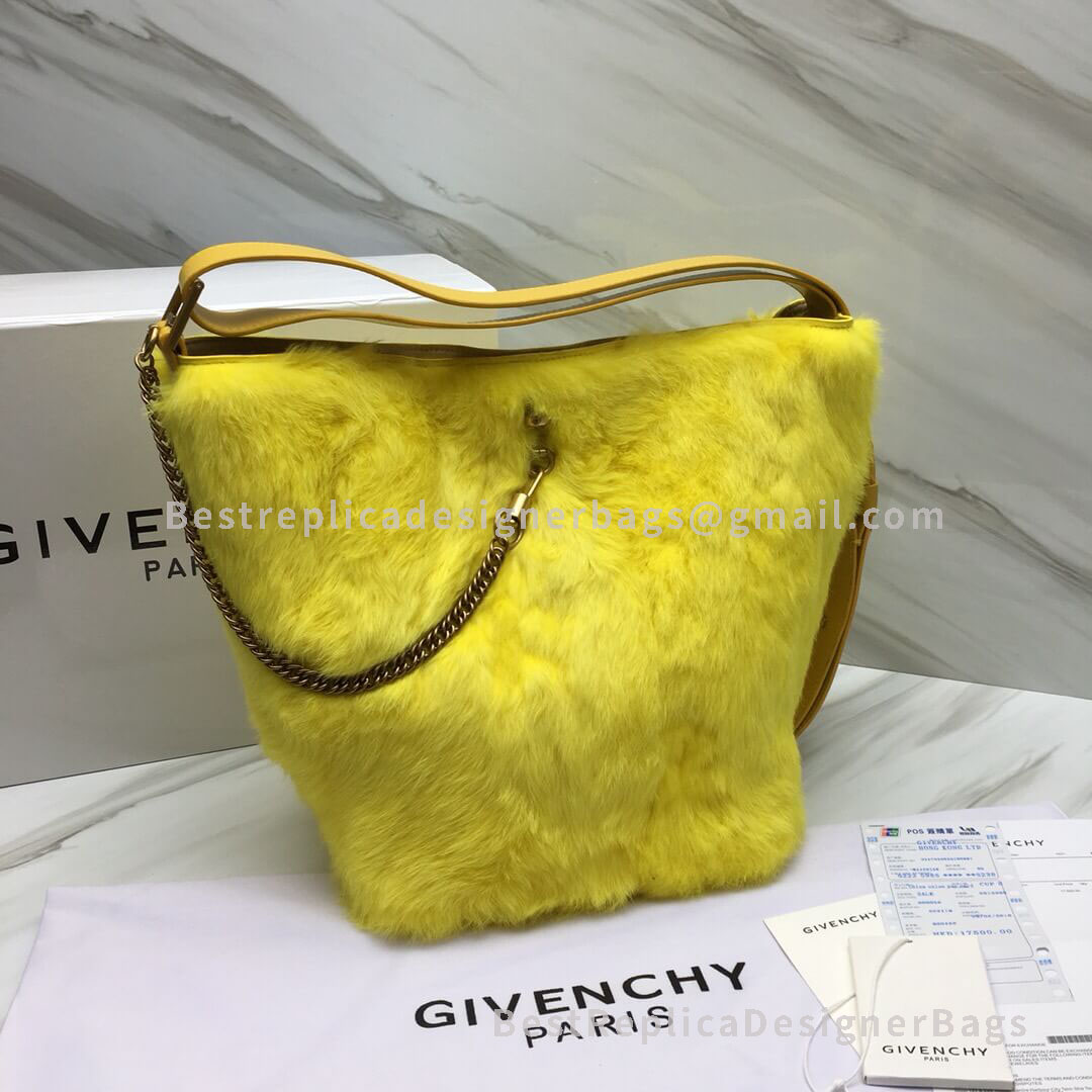 Givenchy Mini GV Bucket Bag In Yellow Rex Rabbit Hair GHW 29911